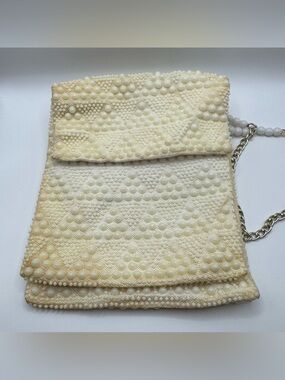 VTG Women's White Beaded Evening Bag Handbag Regencycore Upcycling Crafting
